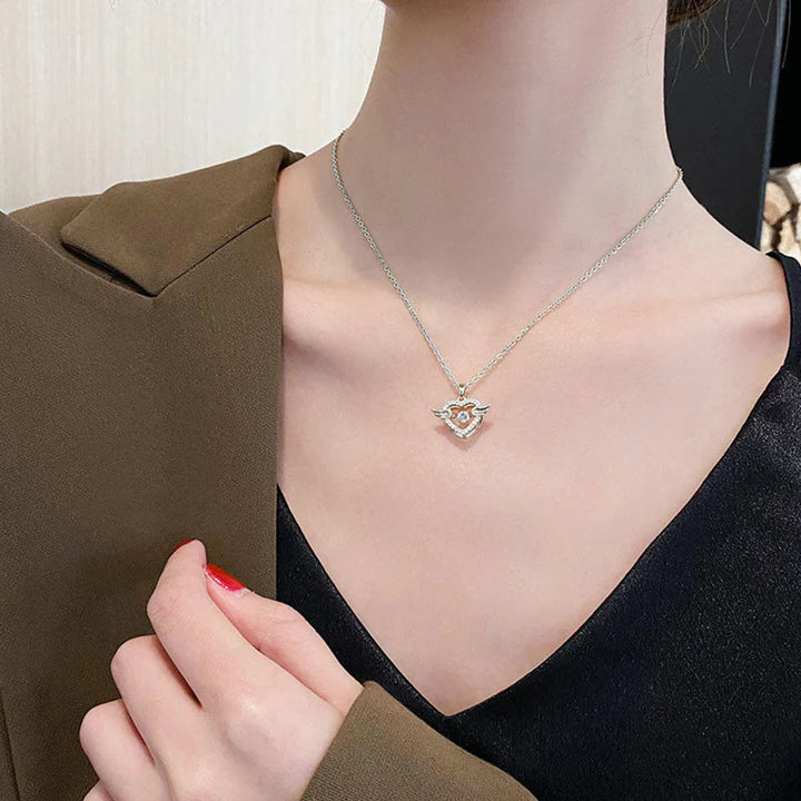 Angel Wings Heart Necklace – Dazzling Symbol of Love & Protection