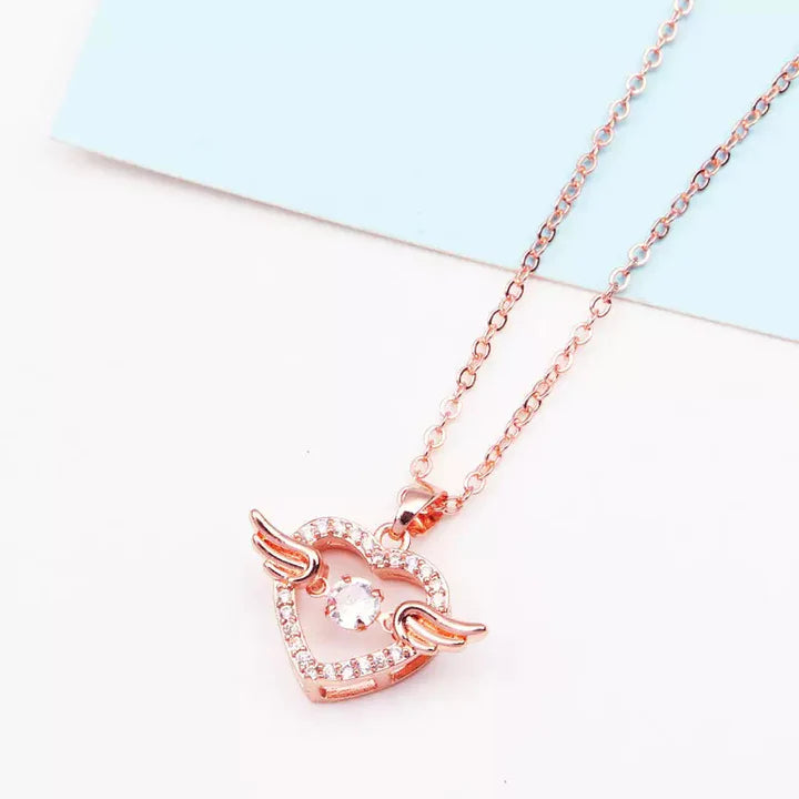 Angel Wings Heart Necklace – Dazzling Symbol of Love & Protection
