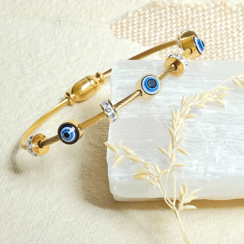 Evil Eye Protection Bracelet – Premium Golden Cable Design