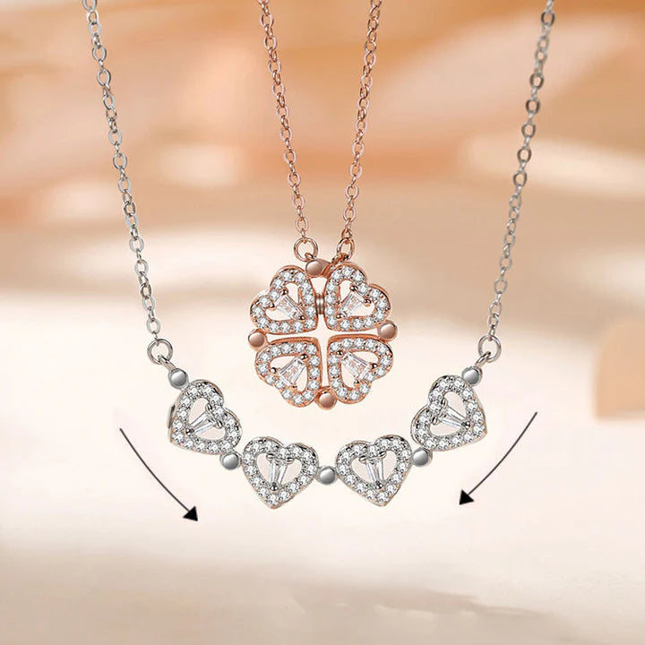 Sparkling Heart Link Necklace – Gold-Plated Elegance