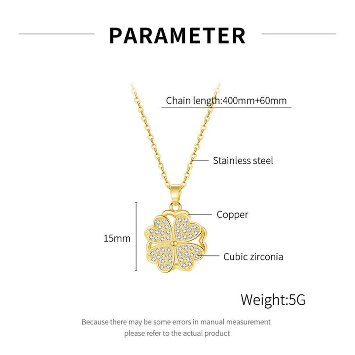 Elegant Four-Leaf Clover Gold Necklace – Sparkling Lucky Charm