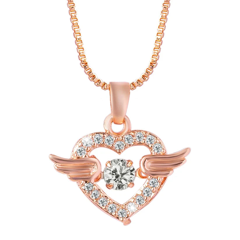 Angel Wings Heart Necklace – Dazzling Symbol of Love & Protection