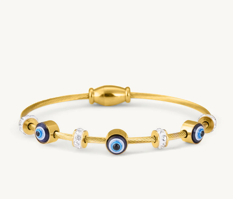 Evil Eye Protection Bracelet – Premium Golden Cable Design