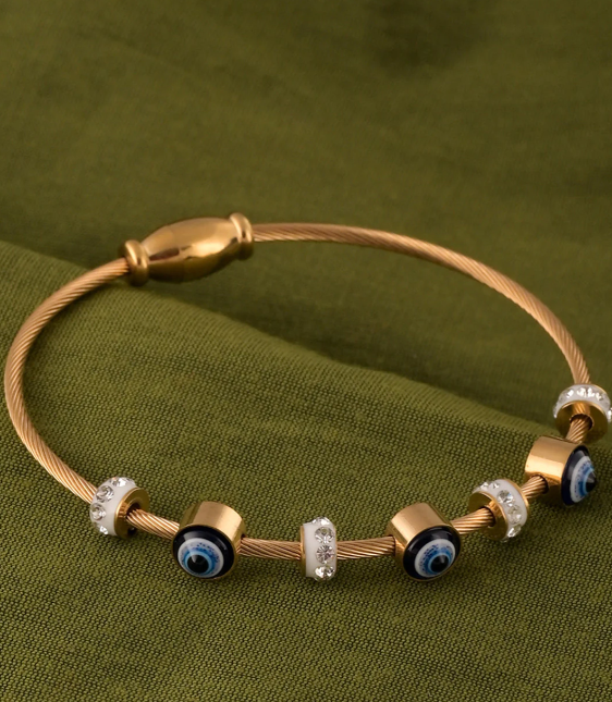 Evil Eye Protection Bracelet – Premium Golden Cable Design