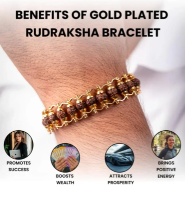 Premium Rudraksha & Gold Chain Bracelet