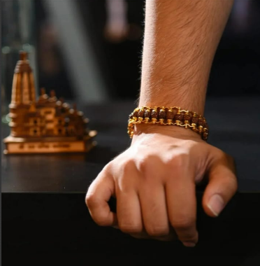 Premium Rudraksha & Gold Chain Bracelet