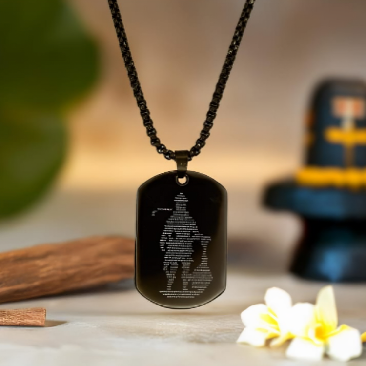 Divine Hanuman Engraved Black Pendant