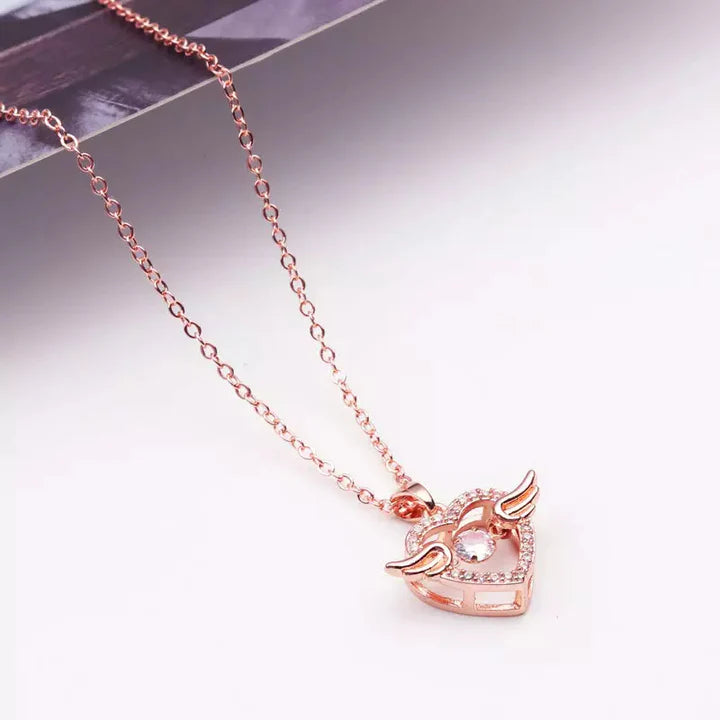 Angel Wings Heart Necklace – Dazzling Symbol of Love & Protection