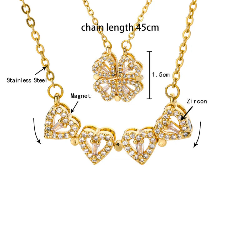 Sparkling Heart Link Necklace – Gold-Plated Elegance
